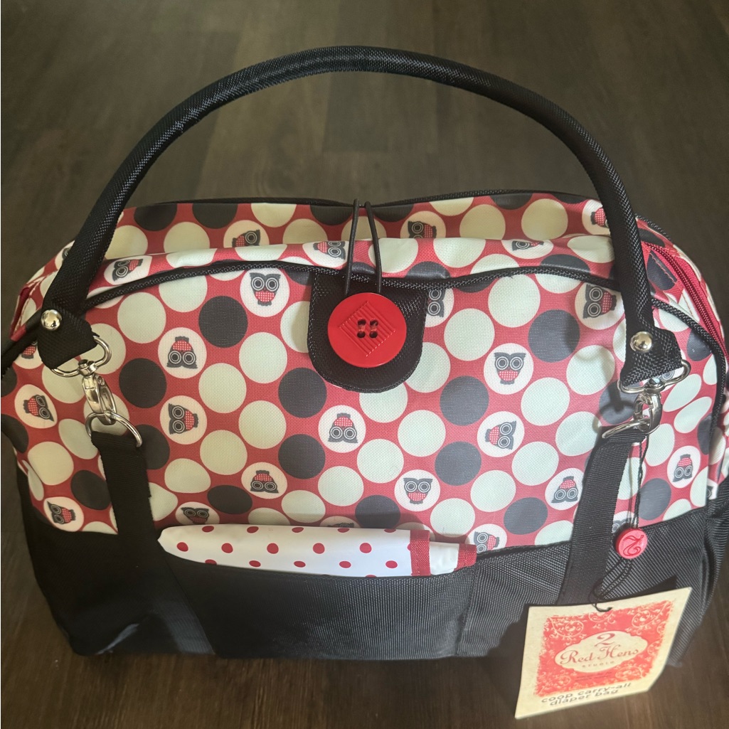 New WTag Vintage Red Hens Diaper Bag